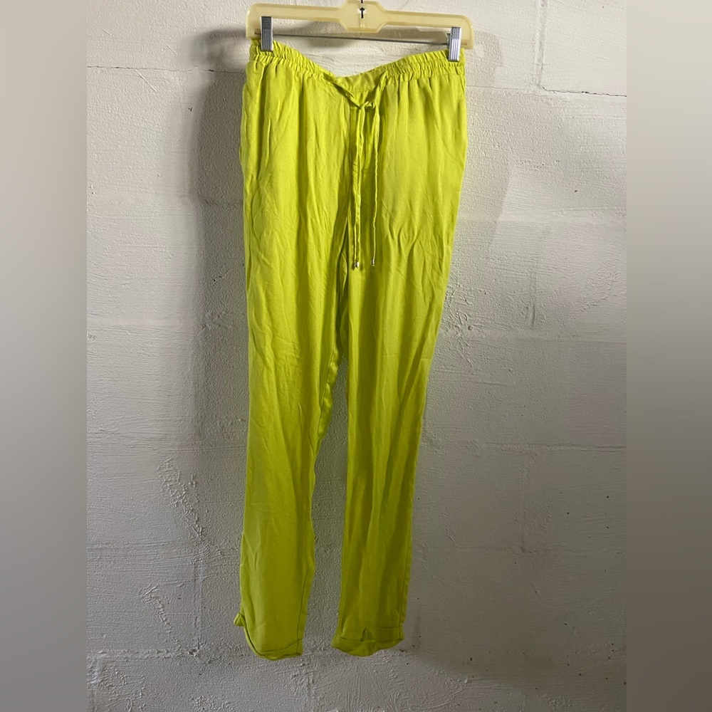 Reserved Let’s Be Beautiful Lime Green Pant Roll Cuff & Pocket Bottom - Size 36